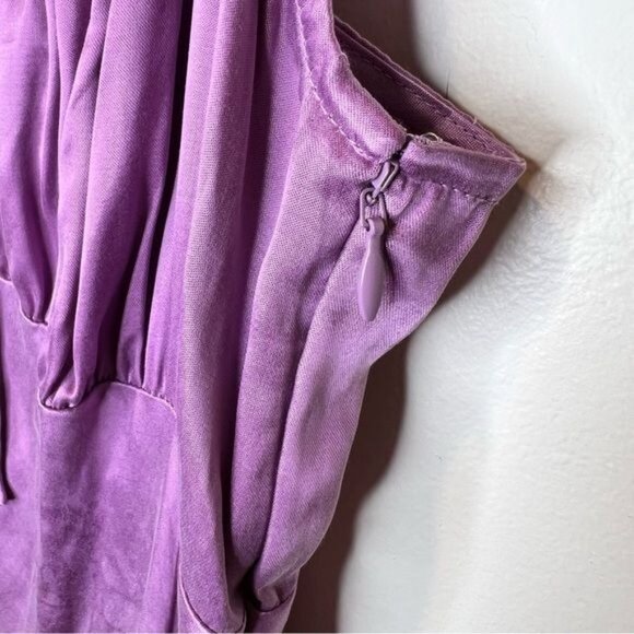 NWT Madewell Square Neck Midi Slip Dress in Lilac Satin, Size 4 - Picture 6 of 9